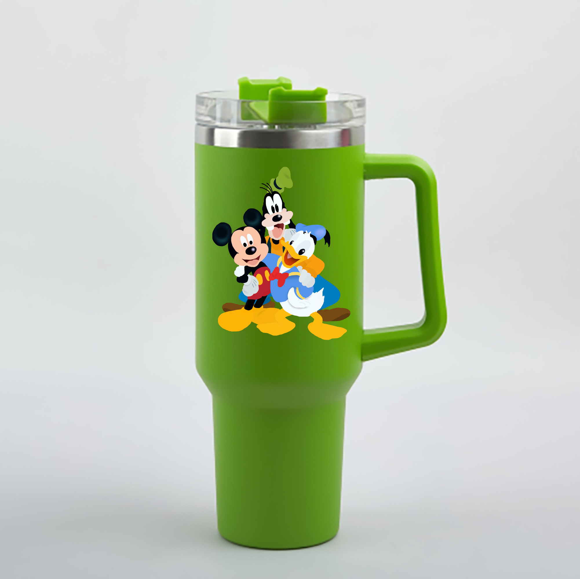 （画像用） ミッキーマウス Mickey Mouse 1200mL車用タンブラー - クリスタルステッカー（プラスチックストロー付き）